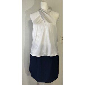 Naked Zebra Satin Twist Neck White Top new with  tag SZ M